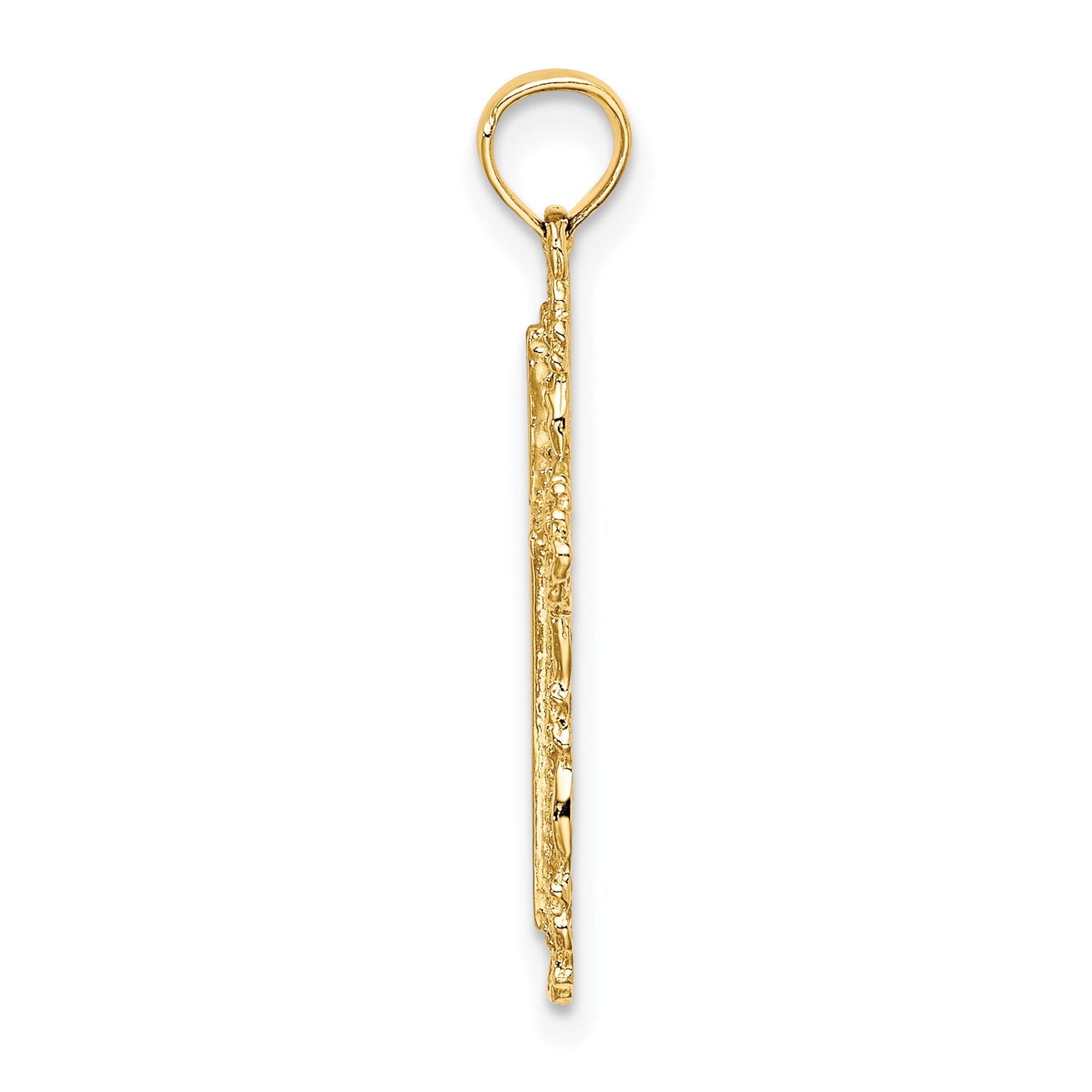 14K Yellow Gold Cross W/ Filigree Lace Trim Charm