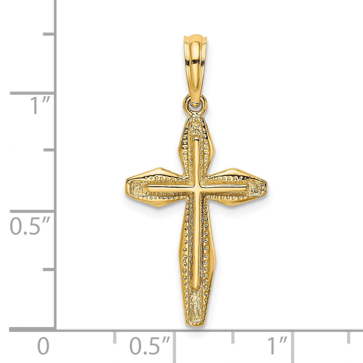 14K Yellow Gold Polished And Textured Cross Charm