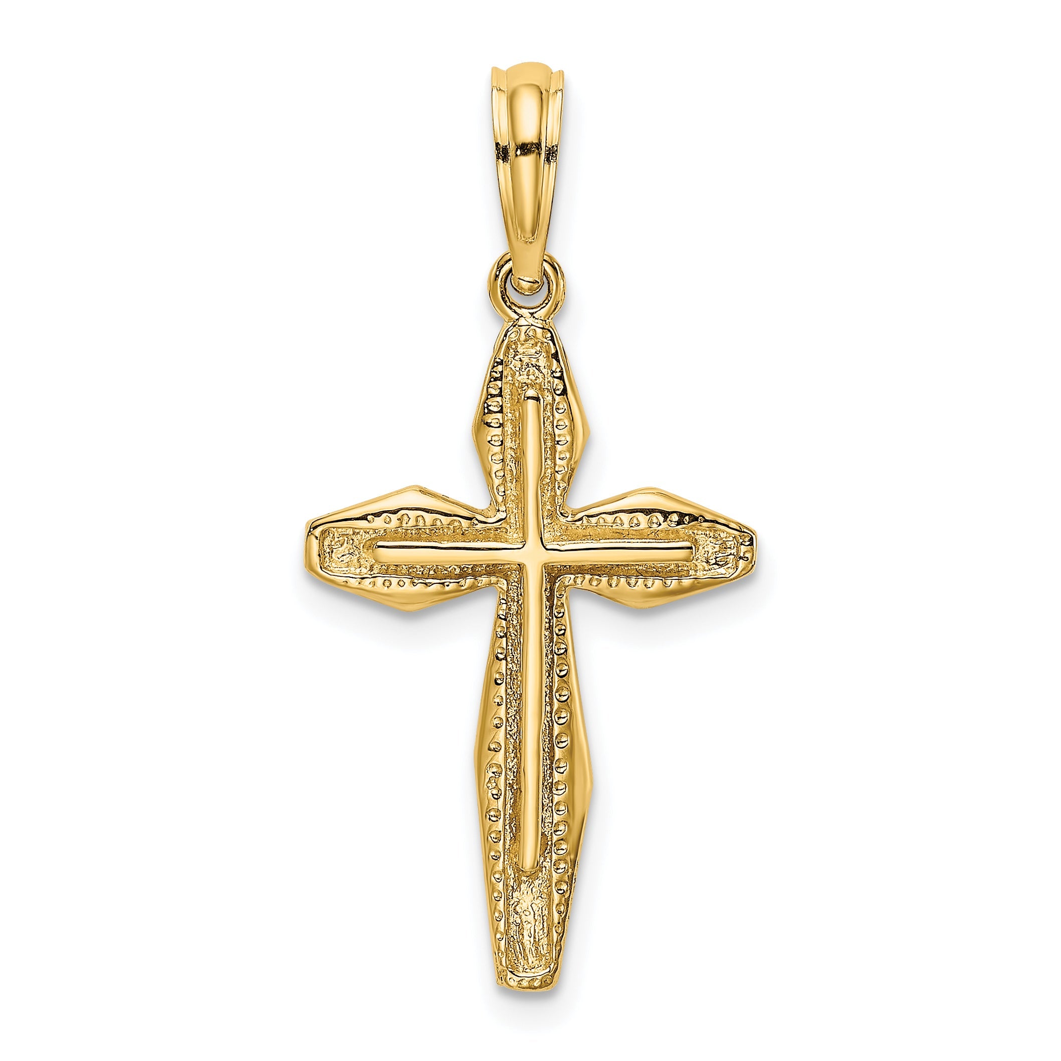 14K Yellow Gold Polished And Textured Cross Charm