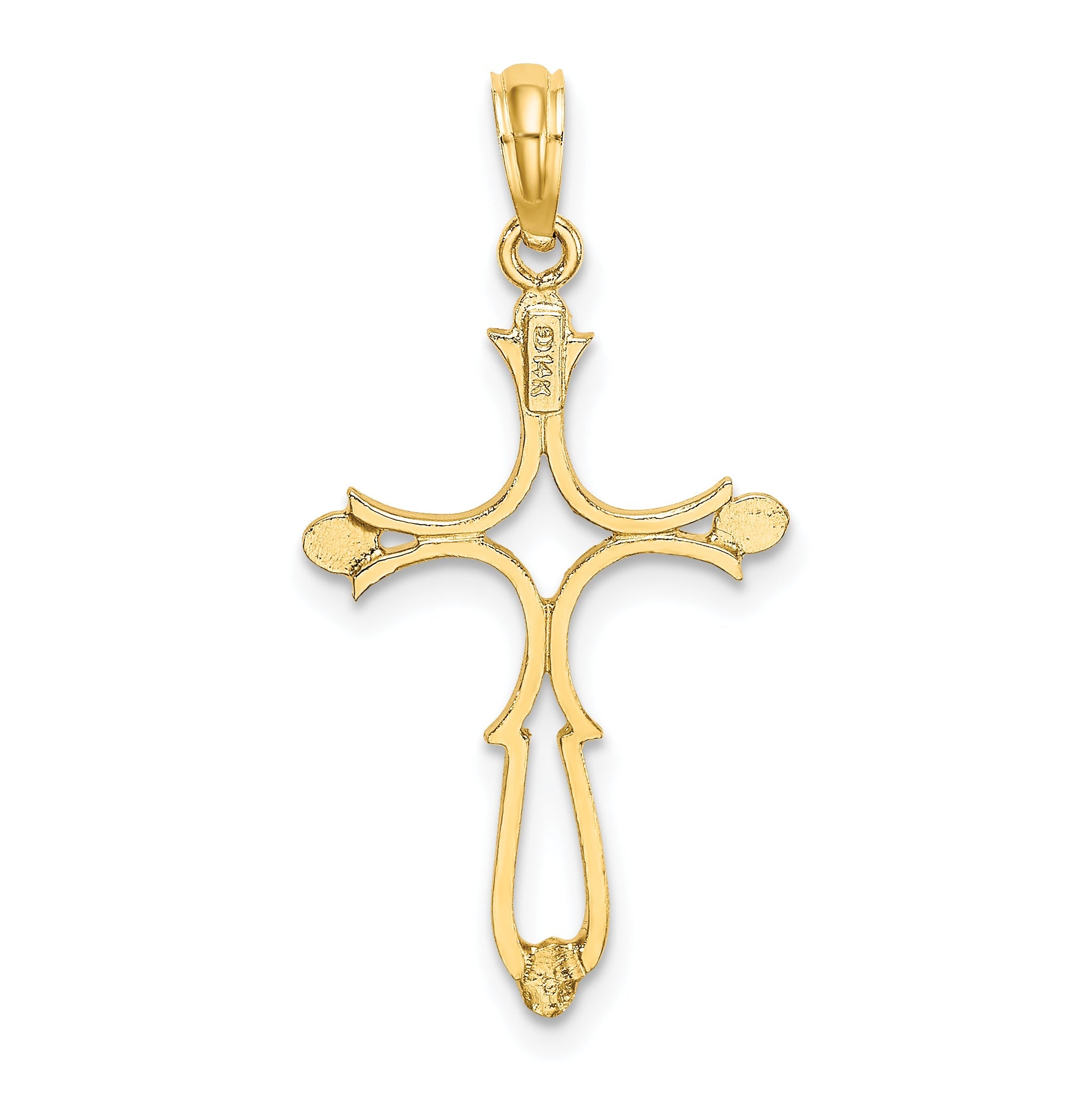 14K Yellow Gold D/C Cross Charm