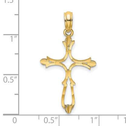 14K Yellow Gold D/C Cross Charm