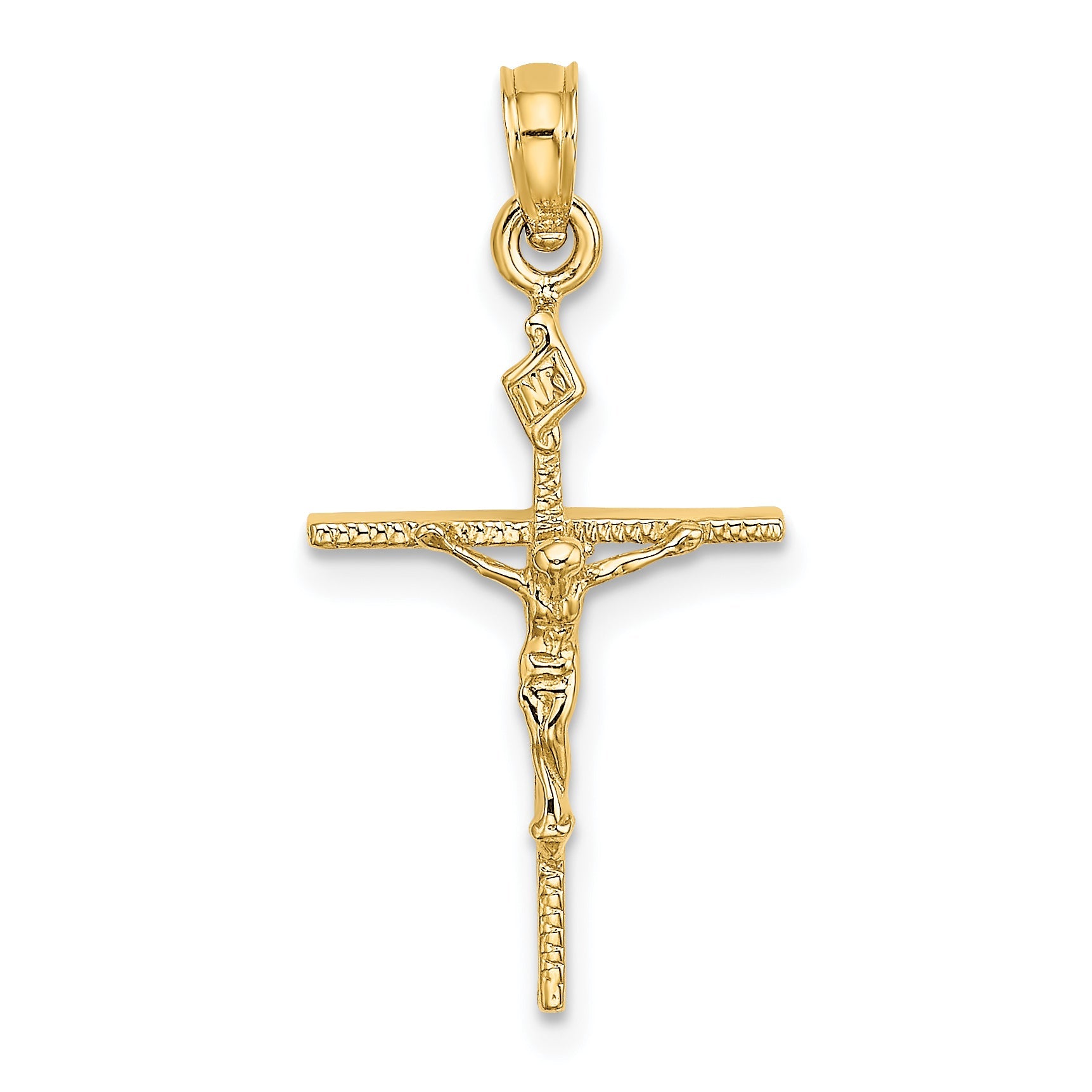 14K Yellow Gold Inri Crucifix Charm
