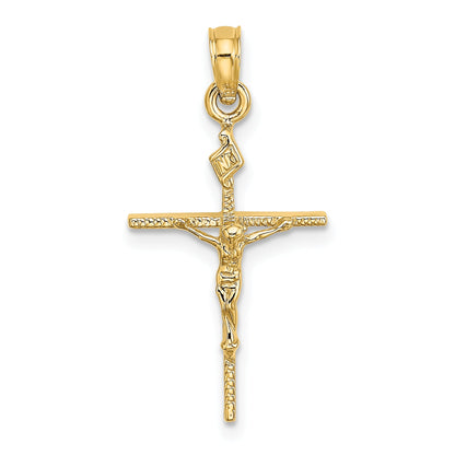 14K Yellow Gold Inri Crucifix Charm