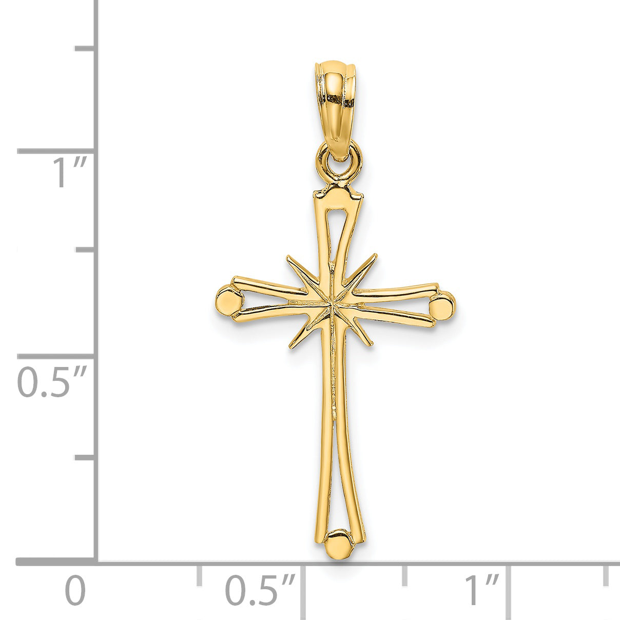 14K Yellow Gold Polished W/ X Center Cross Charm