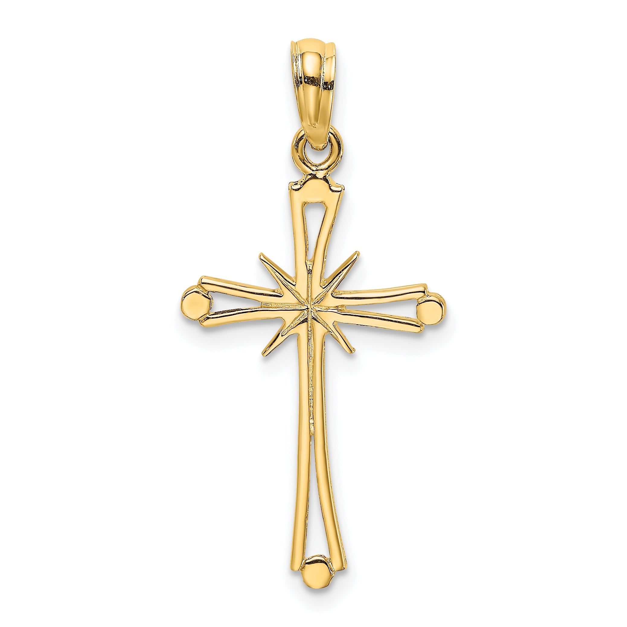 14K Yellow Gold Polished W/ X Center Cross Charm