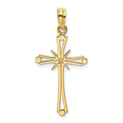 14K Yellow Gold Polished W/ X Center Cross Charm