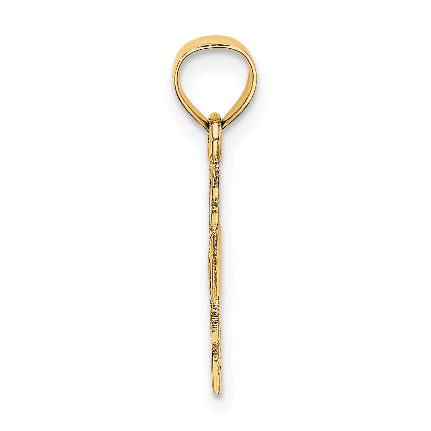 14K Yellow Gold Polished And Textured Cross Charm