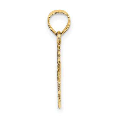 14K Yellow Gold Polished And Textured Cross Charm