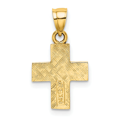 14K Yellow Gold Polished And Textured Cross Charm