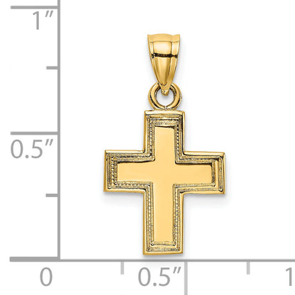 14K Yellow Gold Polished And Textured Cross Charm