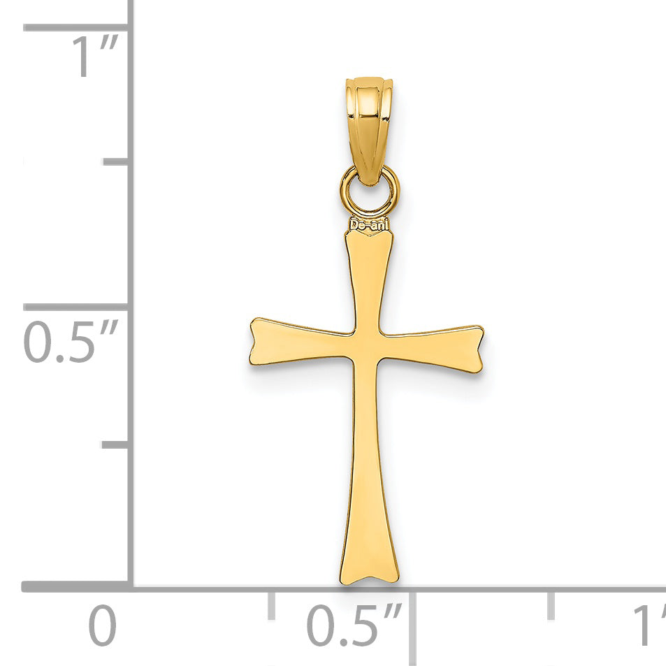 14K Yellow Gold Polished Cross Charm