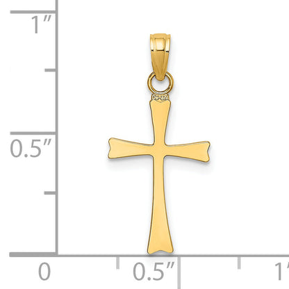 14K Yellow Gold Polished Cross Charm
