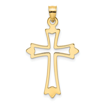 14K Yellow Gold Polished And Cut-Out Cross Charm