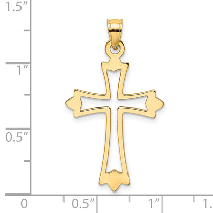 14K Yellow Gold Polished And Cut-Out Cross Charm