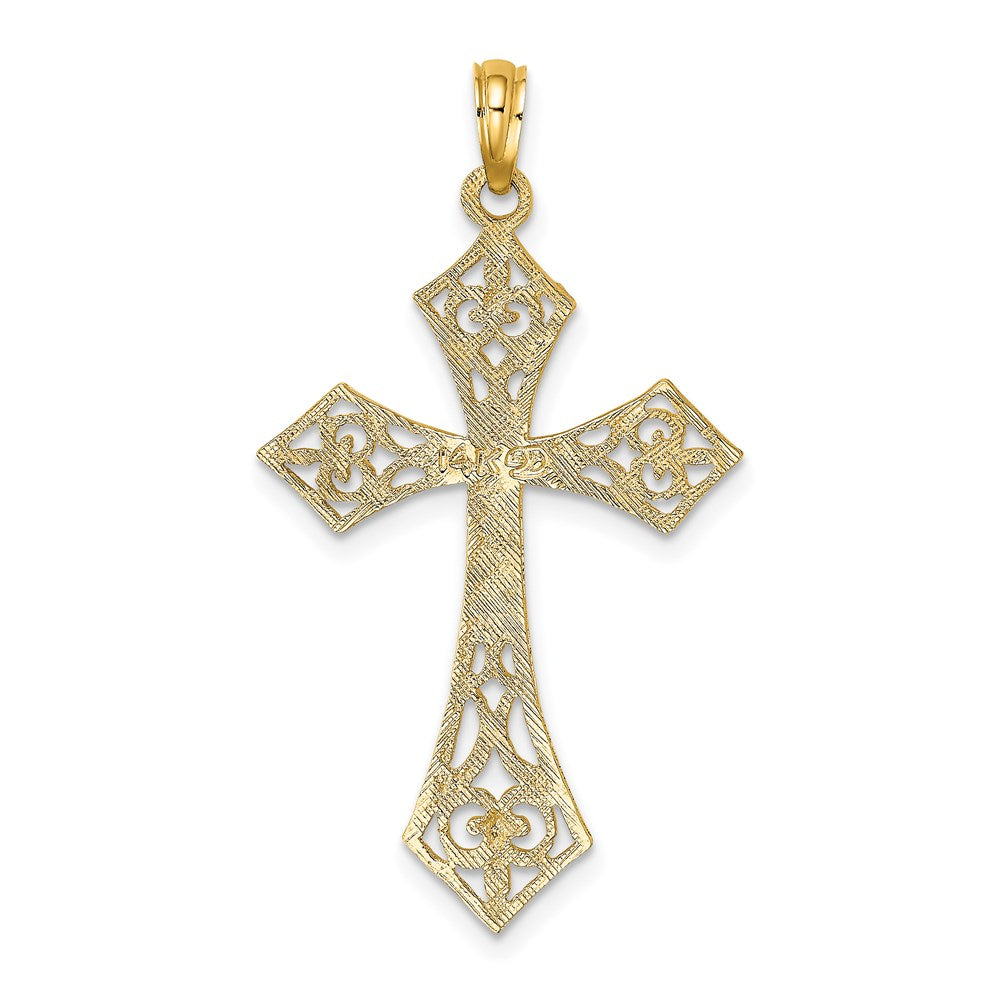 14K Yellow Gold Filigree Cross Charm