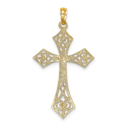14K Yellow Gold Filigree Cross Charm