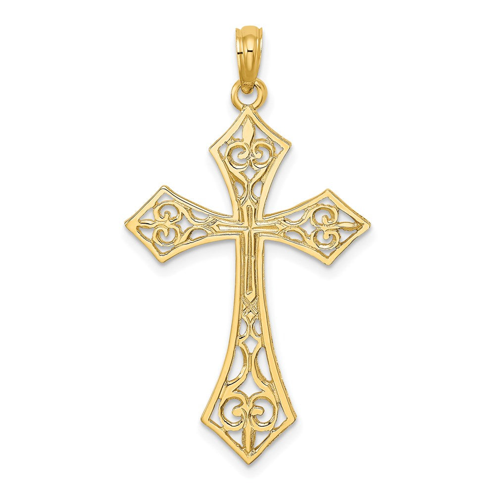 14K Yellow Gold Filigree Cross Charm