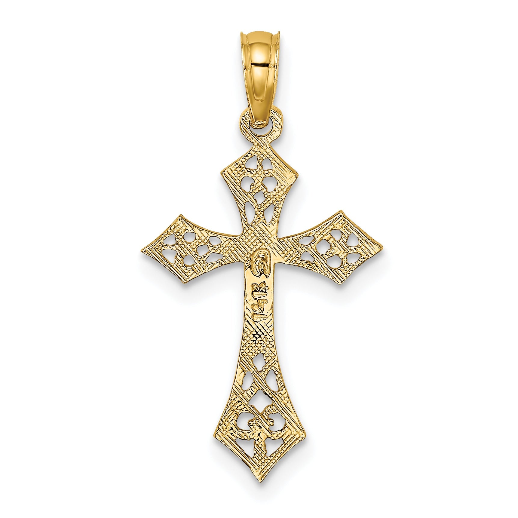 14K Yellow Gold Filigree Cross Charm