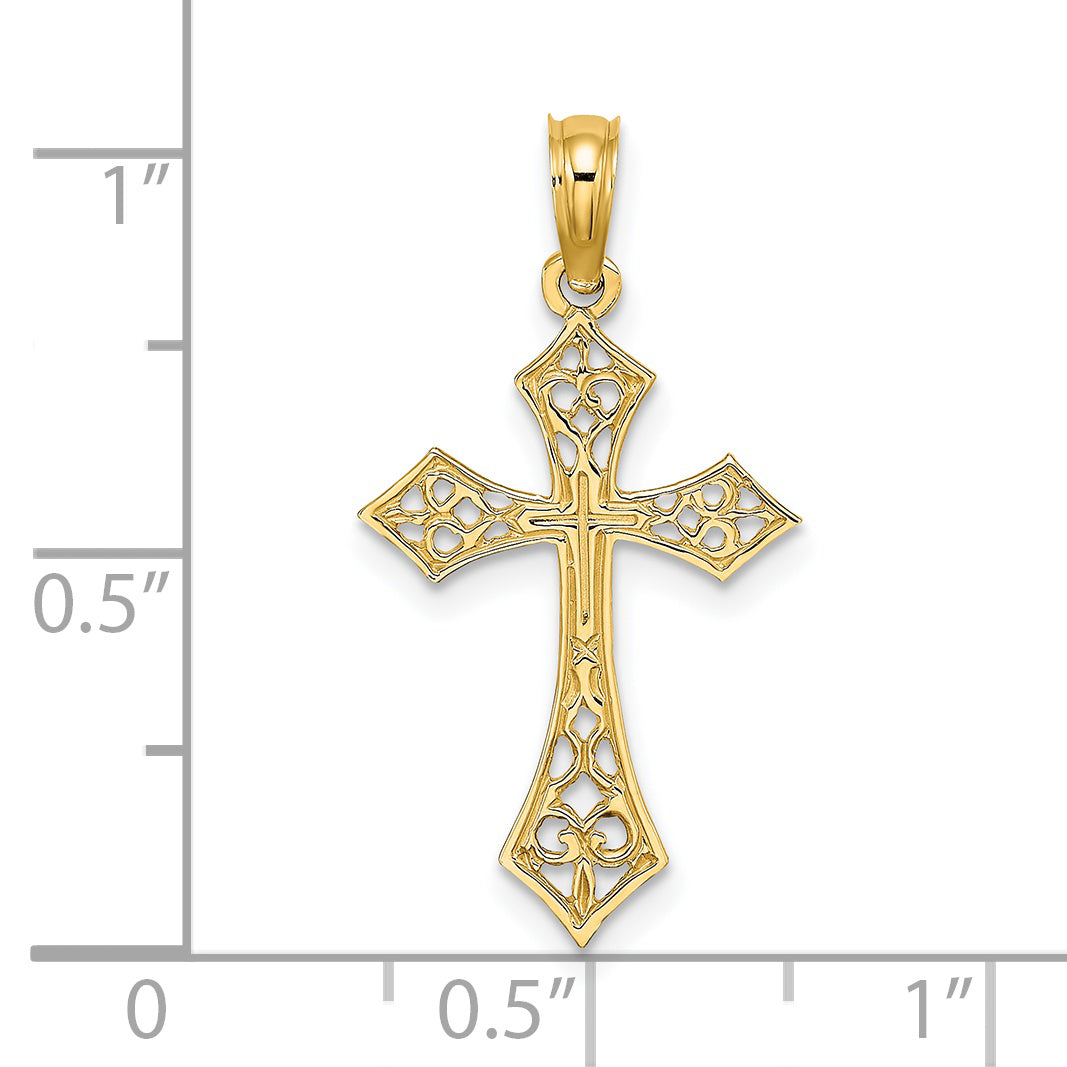 14K Yellow Gold Filigree Cross Charm