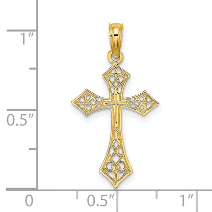 14K Yellow Gold Filigree Cross Charm