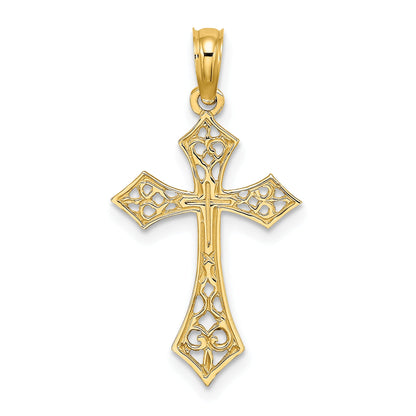 14K Yellow Gold Filigree Cross Charm