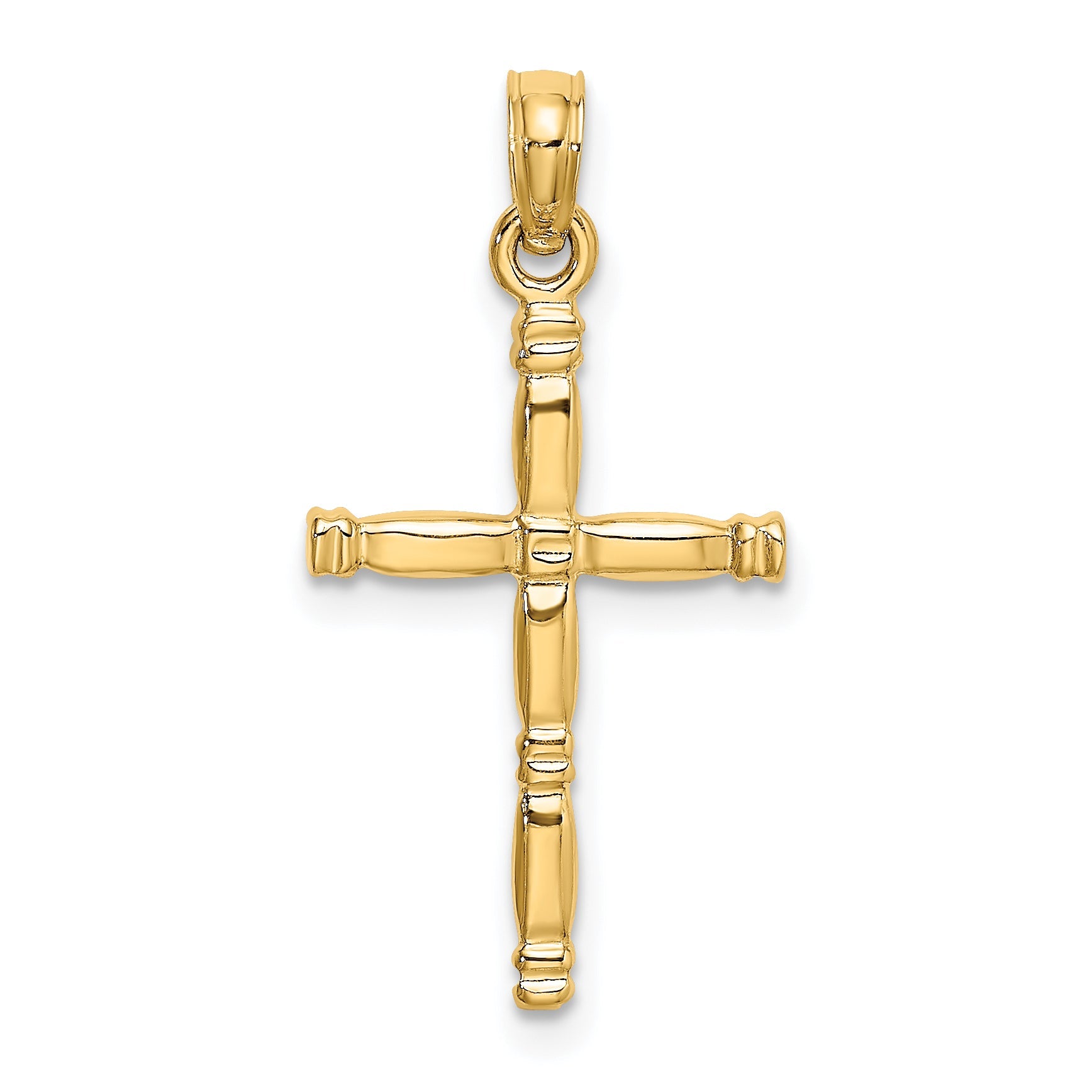 14K Yellow Gold 3-D Polished Cross Charm