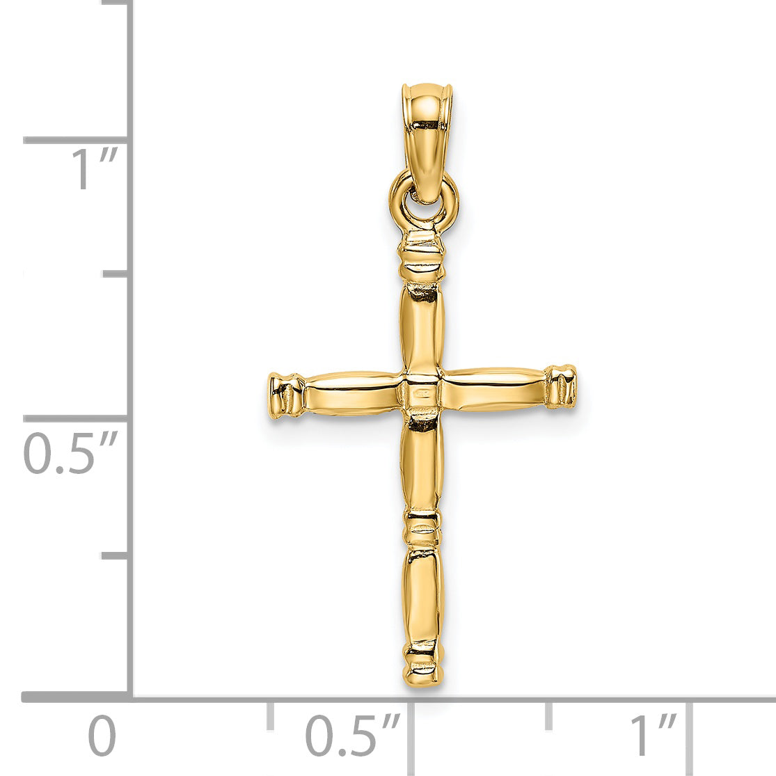 14K Yellow Gold 3-D Polished Cross Charm