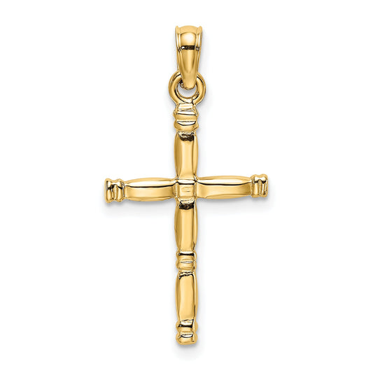 14K Yellow Gold 3-D Polished Cross Charm