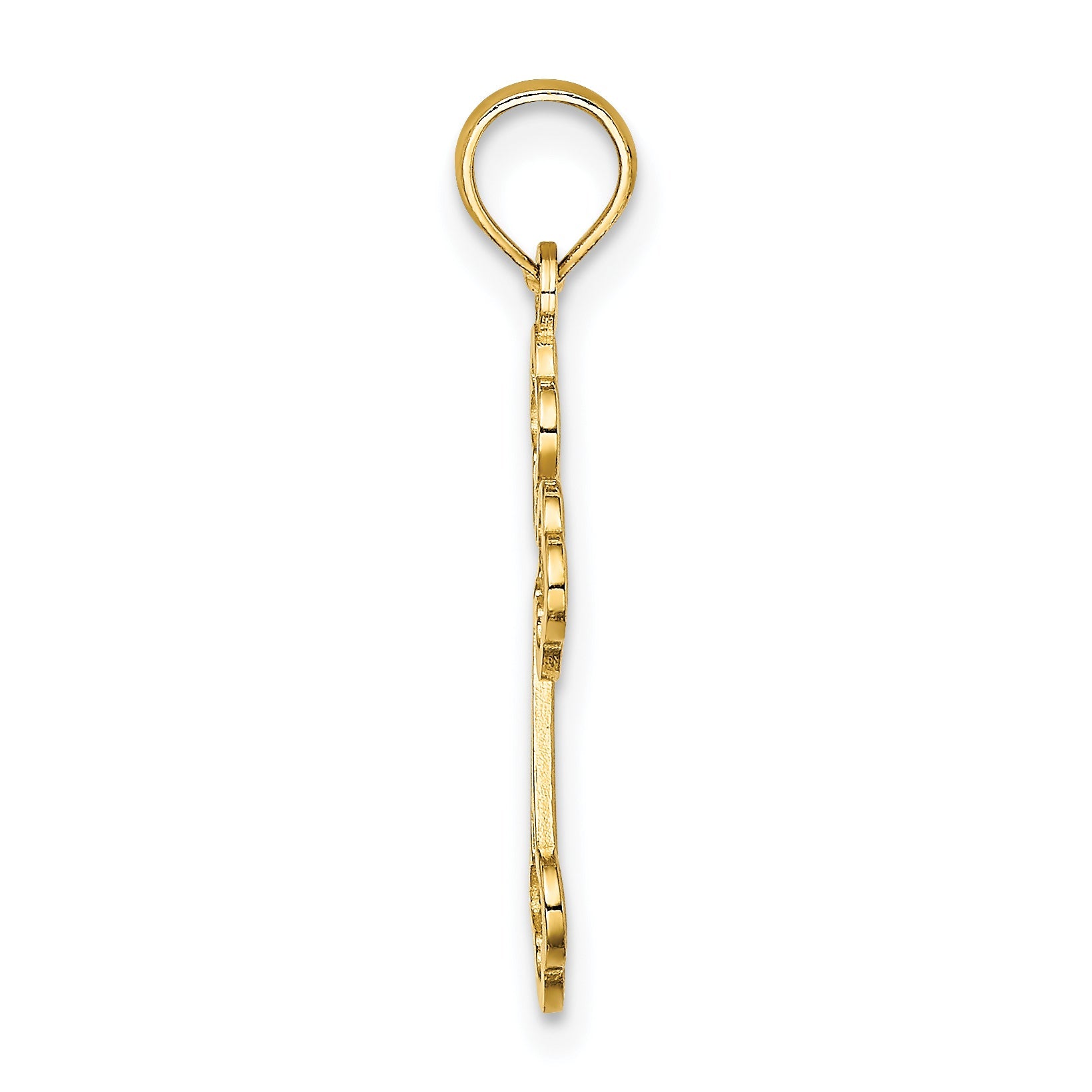 14K Yellow Gold Lace Center Budded Cross Charm