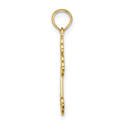 14K Yellow Gold Lace Center Budded Cross Charm