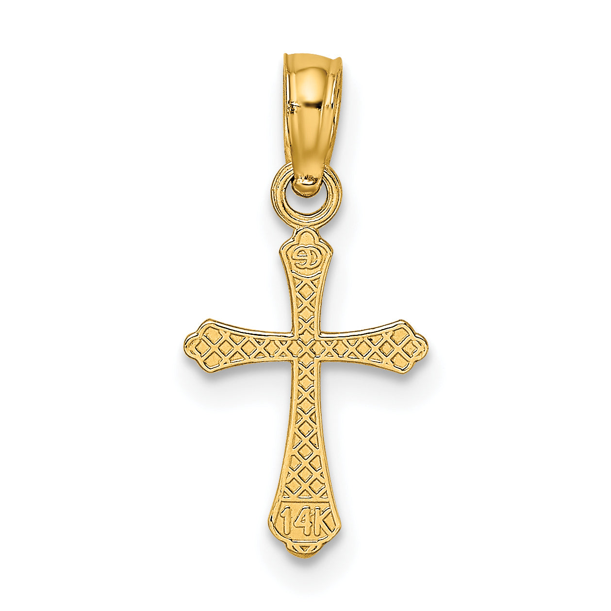 14K Yellow Gold Textured Mini Cross Charm
