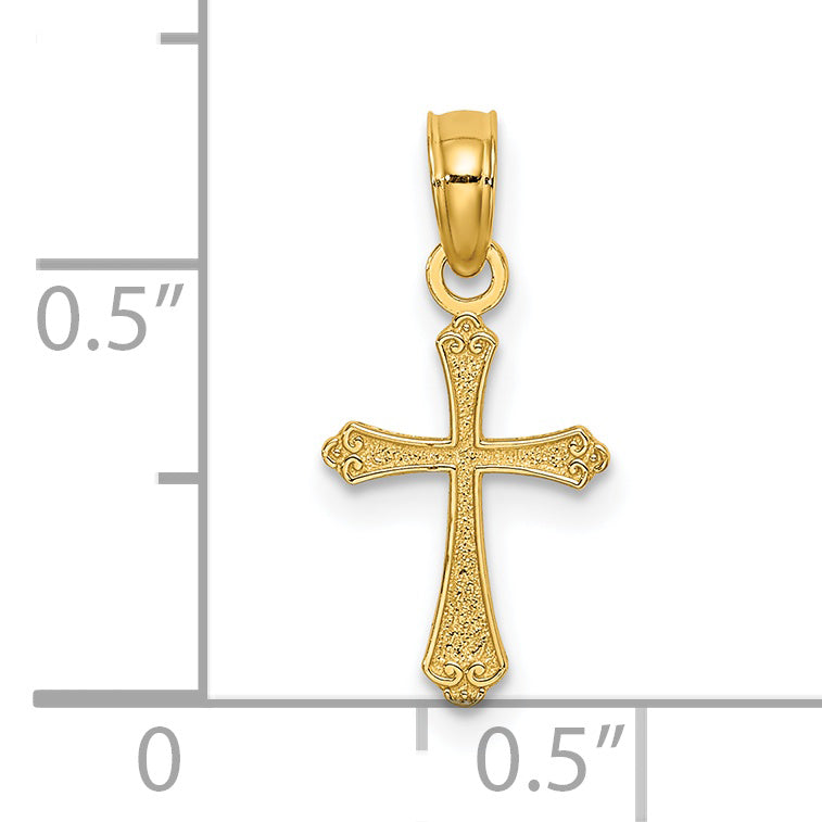14K Yellow Gold Textured Mini Cross Charm