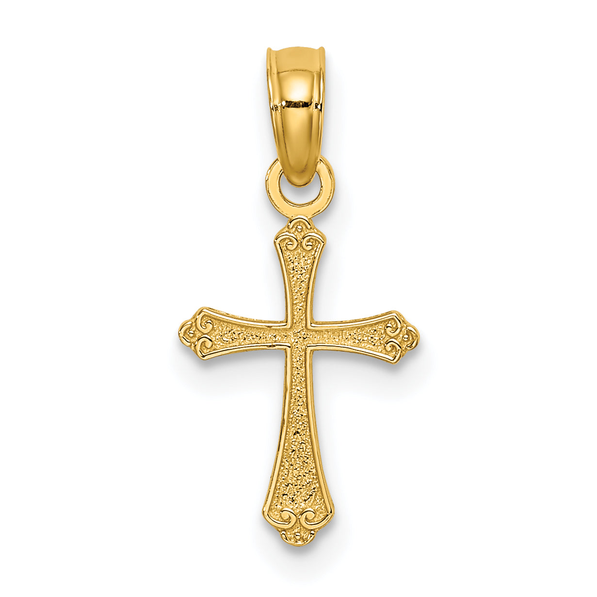 14K Yellow Gold Textured Mini Cross Charm