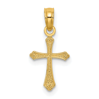14K Yellow Gold Textured Mini Cross Charm
