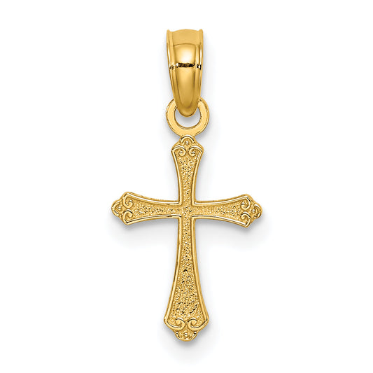 14K Yellow Gold Textured Mini Cross Charm