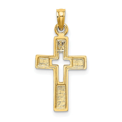 14K Yellow Gold Polished And Cut-Out Cross Charm