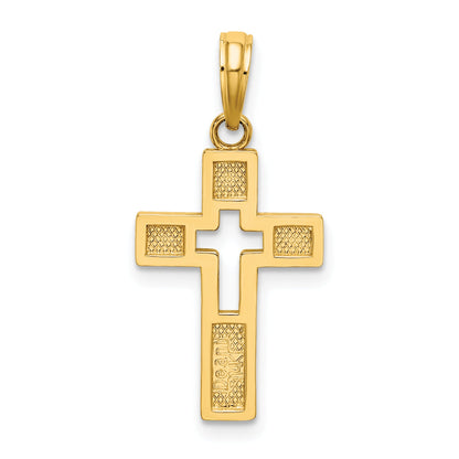 14K Yellow Gold Polished Cut-Out Cross Charm
