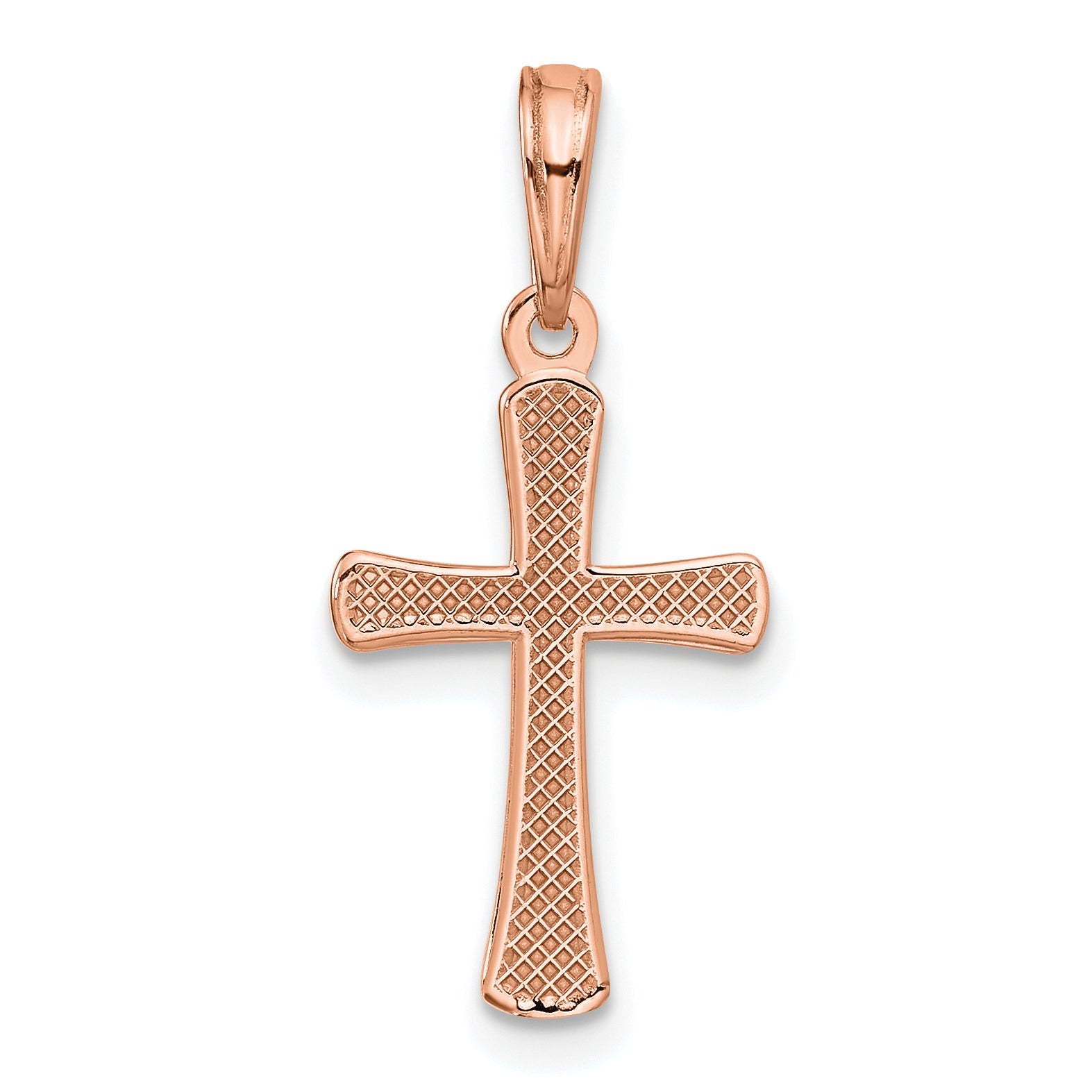 10K Rose Gold 10K Polished Beveled Cross W/ Round Tips Charm
