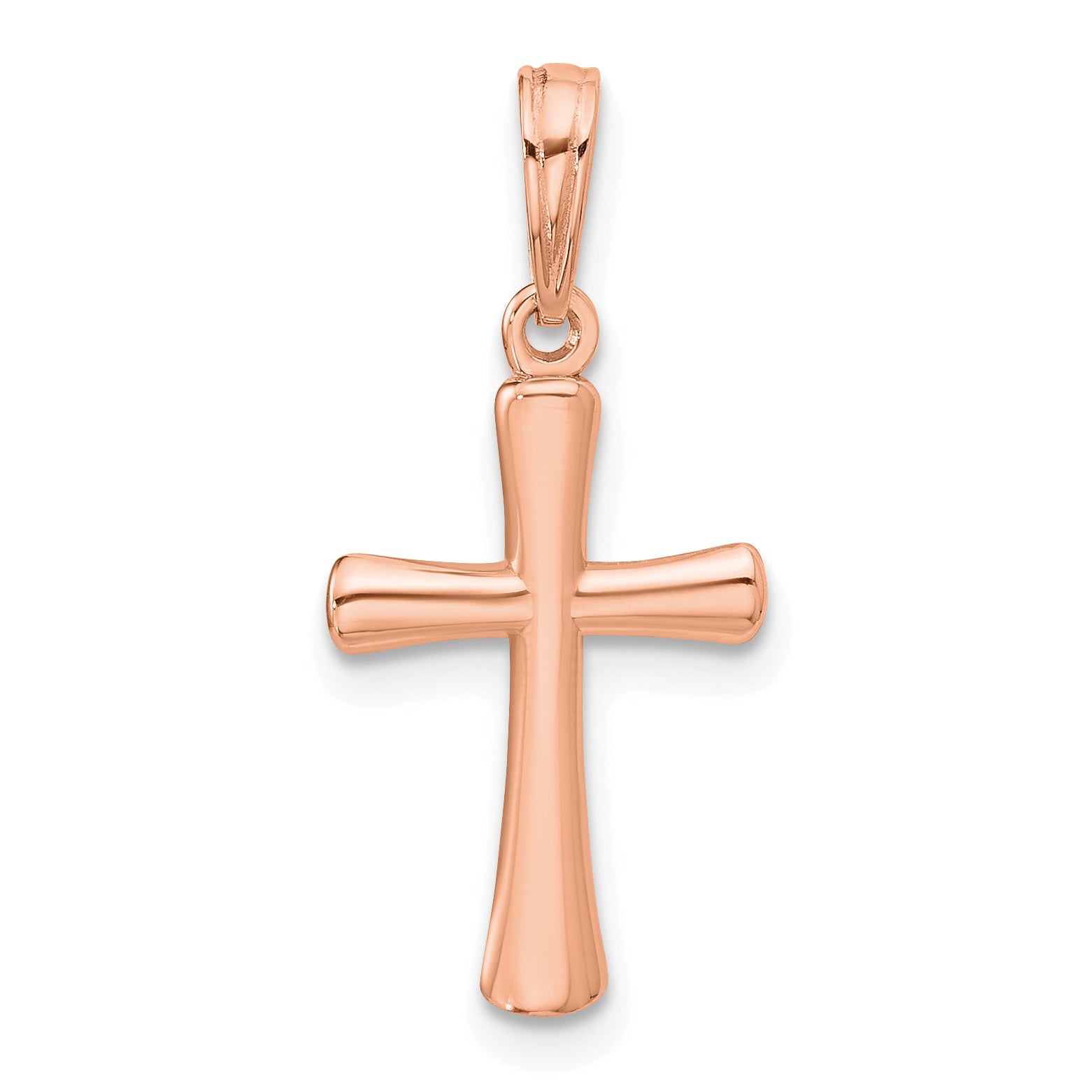 10K Rose Gold 10K Polished Beveled Cross W/ Round Tips Charm