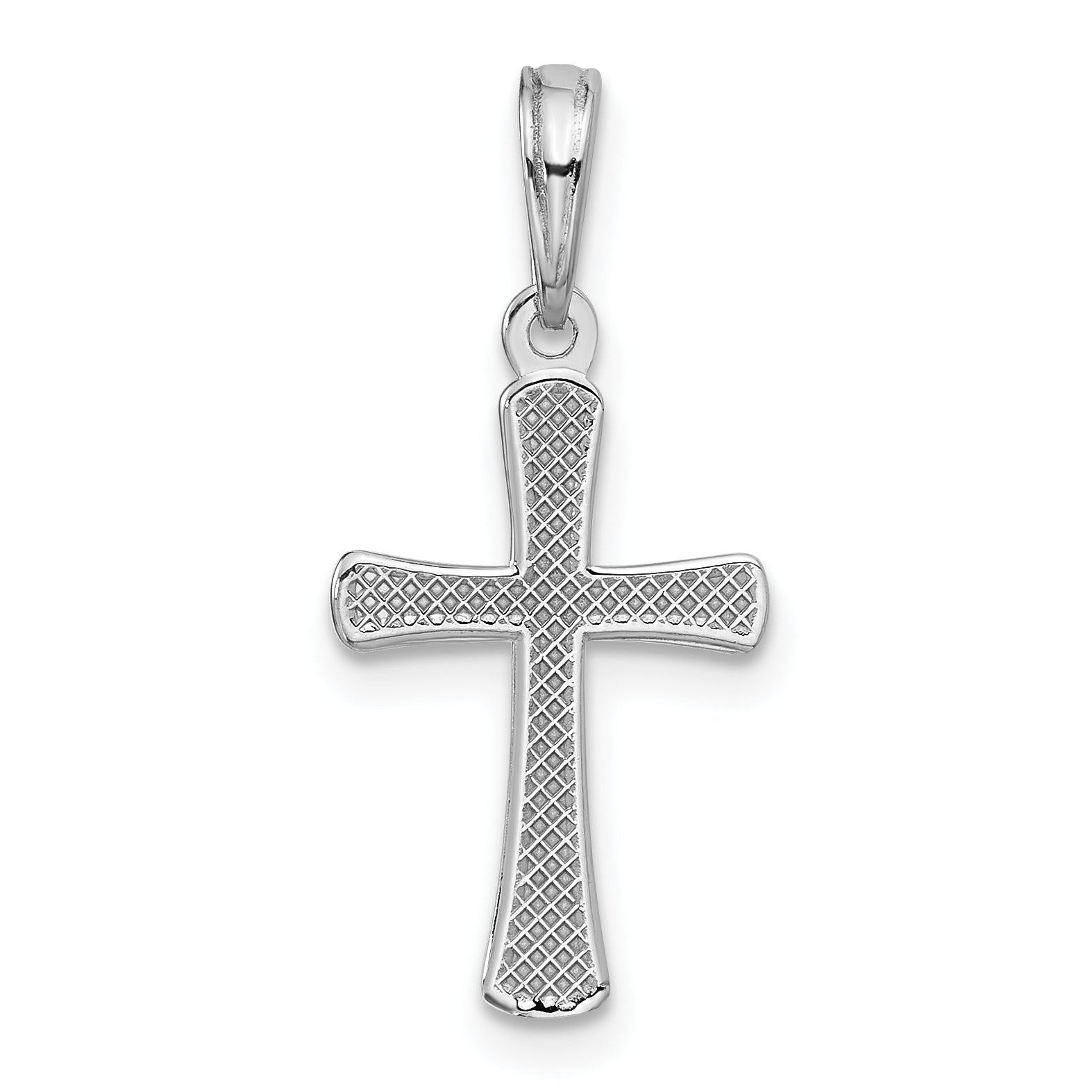 10K White Gold 10K Polished Beveled Cross W/ Round Tips Charm