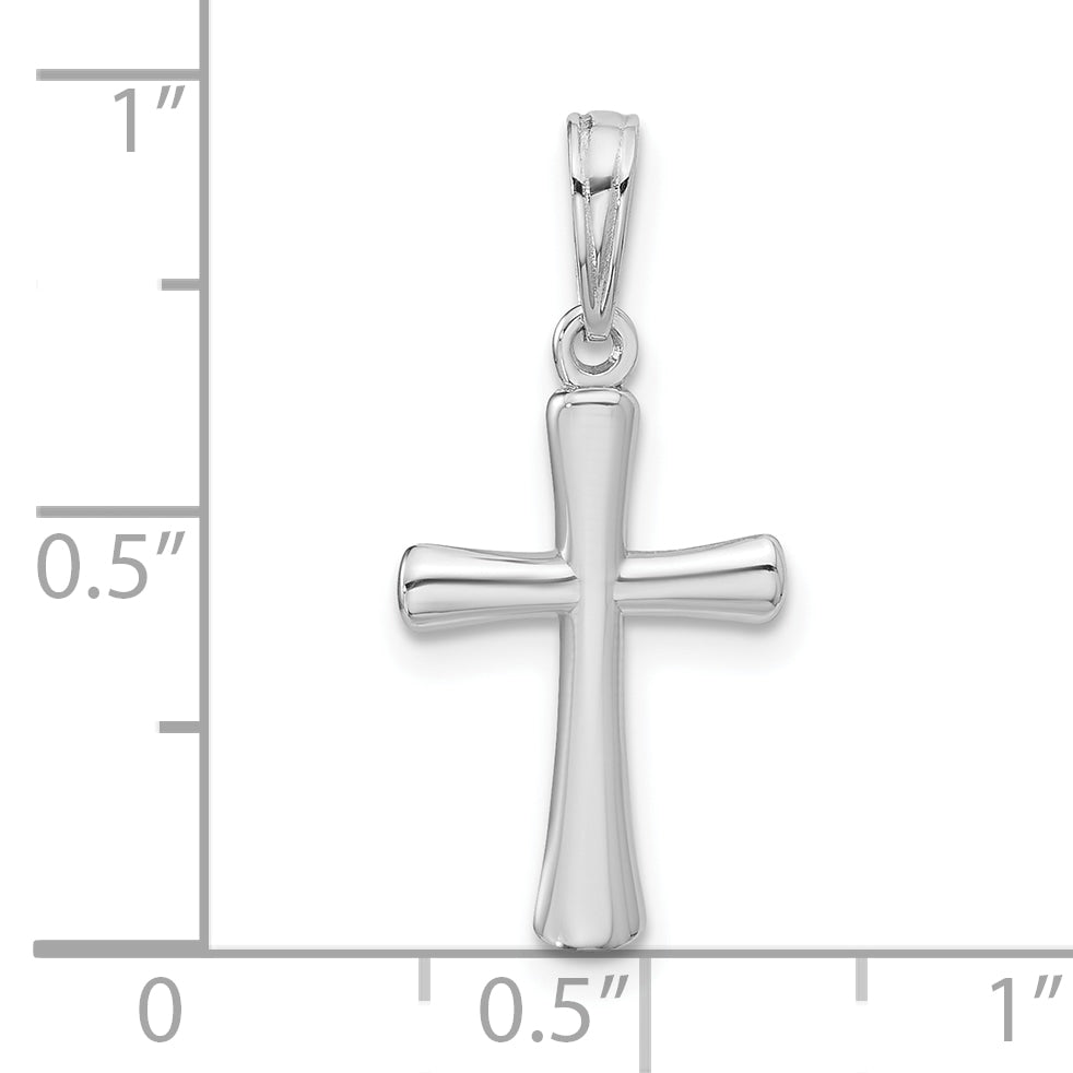 10K White Gold 10K Polished Beveled Cross W/ Round Tips Charm