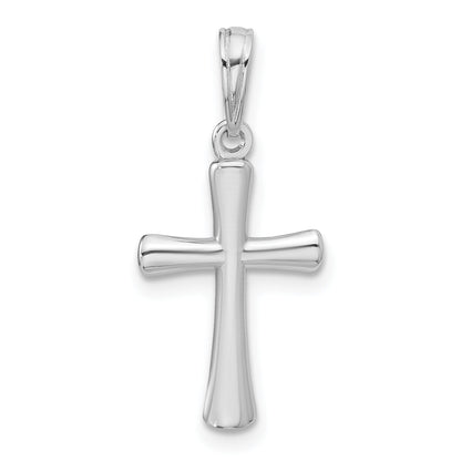 10K White Gold 10K Polished Beveled Cross W/ Round Tips Charm