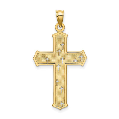 14k Yellow Gold Arrow Tip Cross W/ Cross Accents Charm