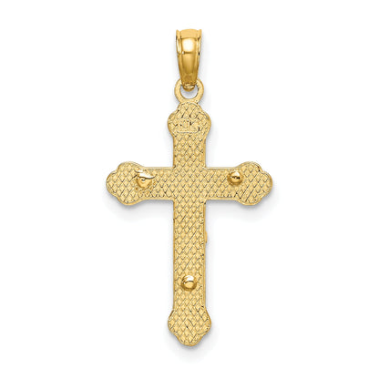 14K Yellow Gold Inri Crucifix W/ Scroll Tips Charm