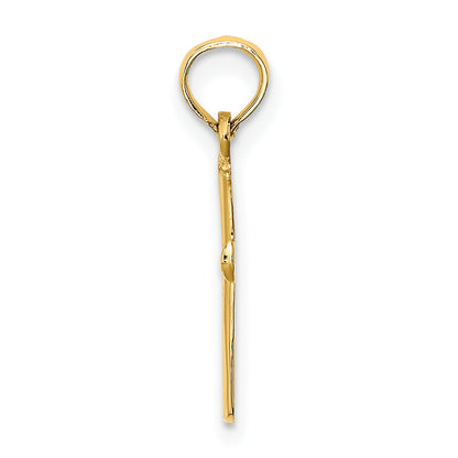 14K Yellow Gold Polished Beveled Cross W/ Round Tips Charm