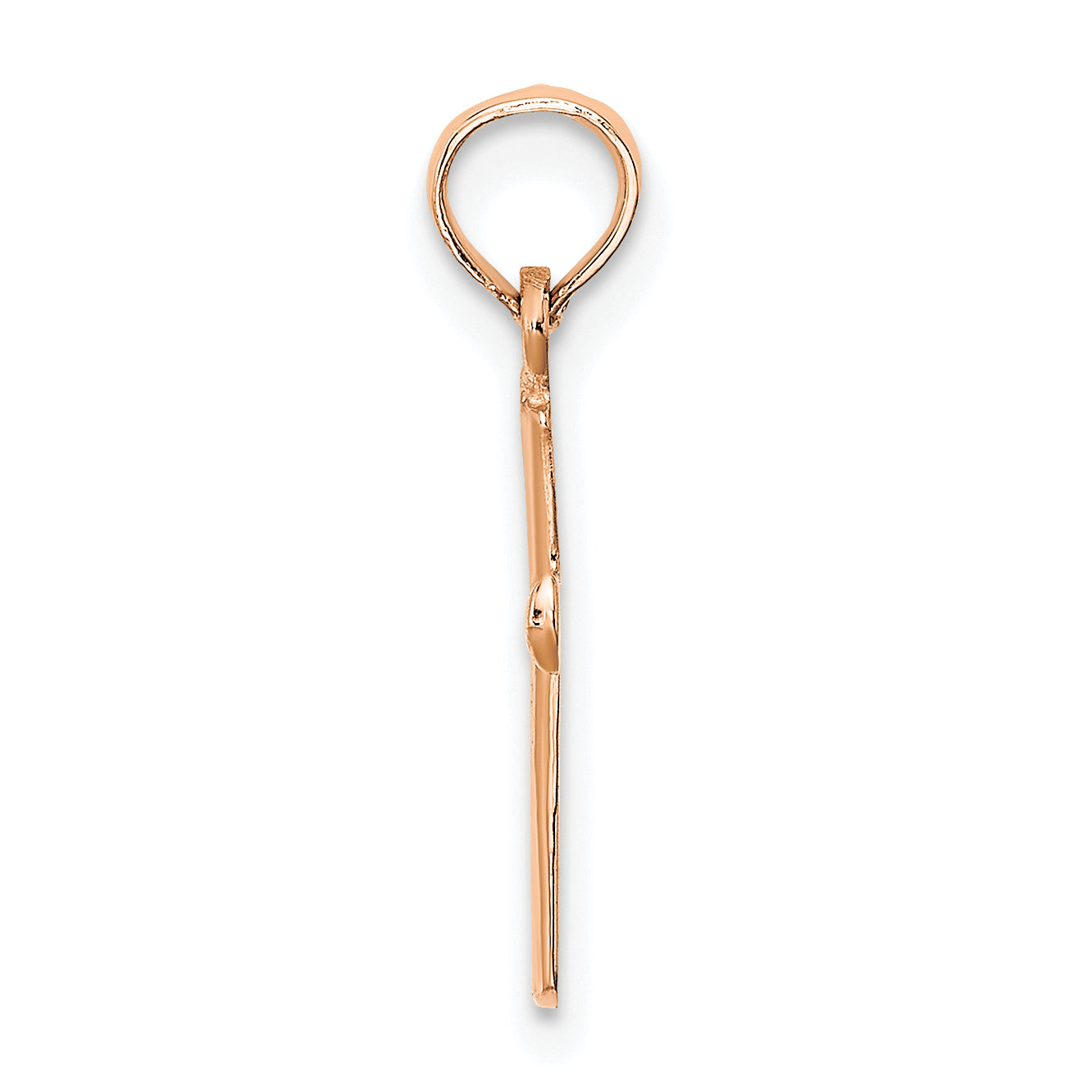 14K Rose Gold Polished Beveled Cross W/ Round Tips Charm