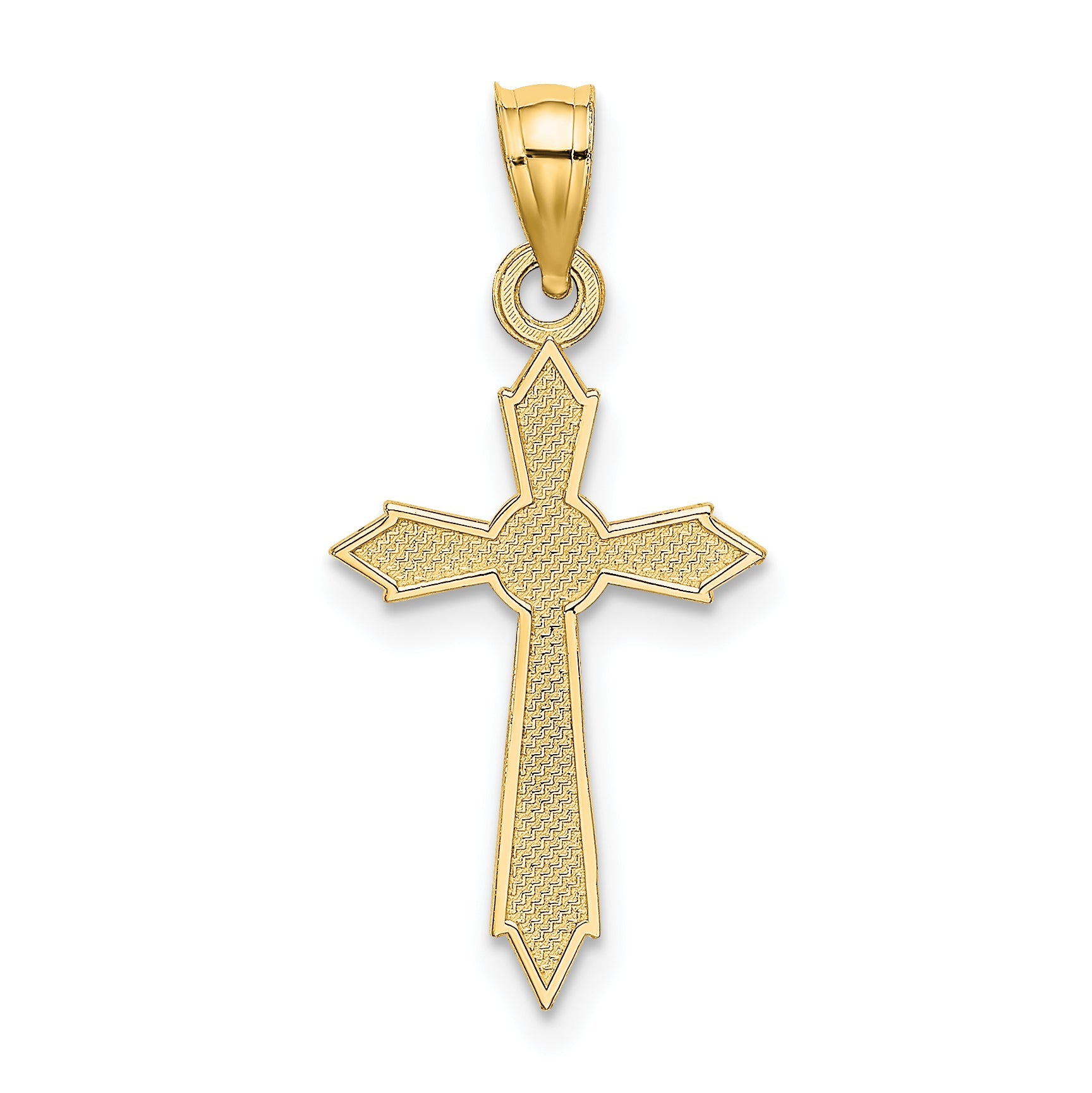 14K Yellow Gold W/ Engraved Edges Cross Charm