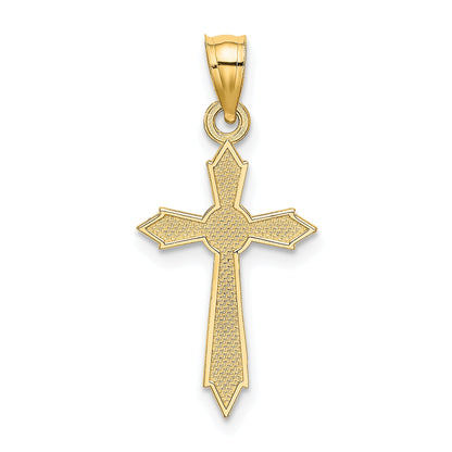 14K Yellow Gold W/ Engraved Edges Cross Charm