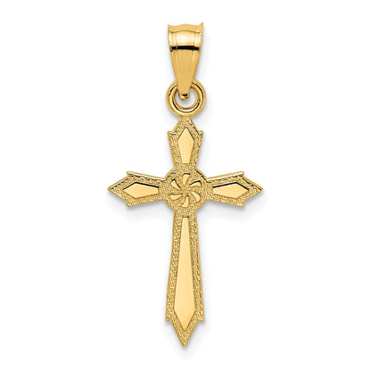 14K Yellow Gold W/ Engraved Edges Cross Charm