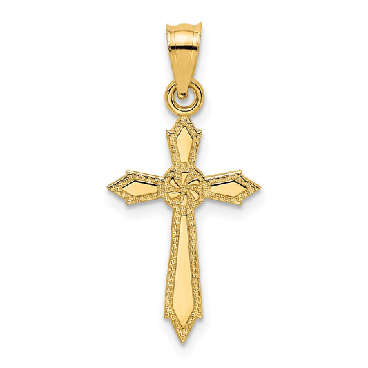 14K Yellow Gold W/ Engraved Edges Cross Charm